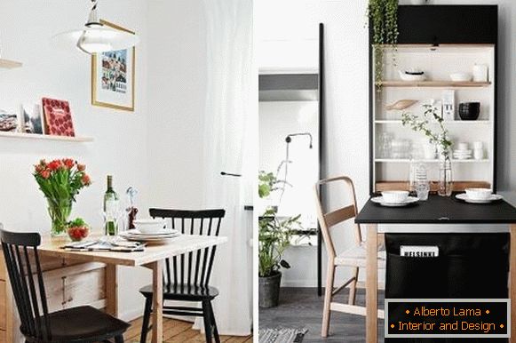 Сгъваеми мебели за трапезария в малка кухня