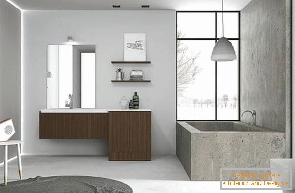 Модерни мебели за баня в таванско помещение