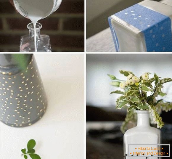 Как да украсите една ваза от стъклена бутилка със собствените си ръце - снимка