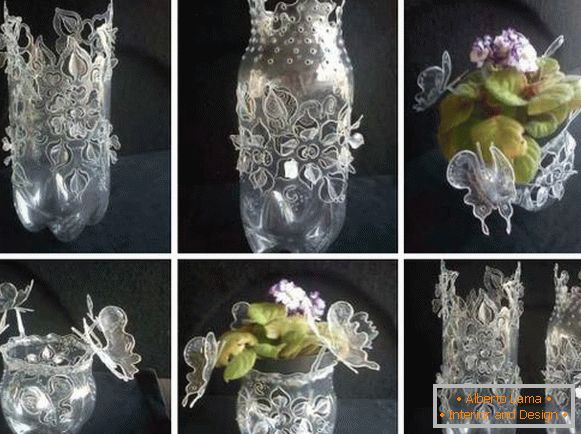 Декоративна ваза от пластмасова бутилка със собствените си ръце