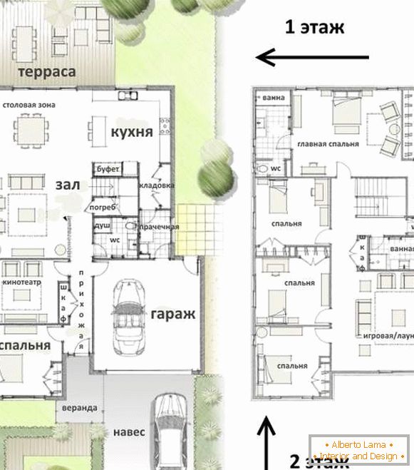 Как да направите втория етаж в частна къща - проект за 4 спални и детска площадка