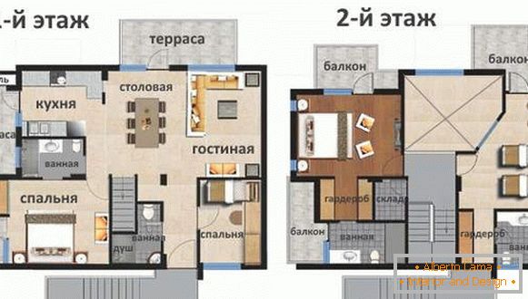 Надстройка на втория етаж в частна къща - план за оформление с балкони