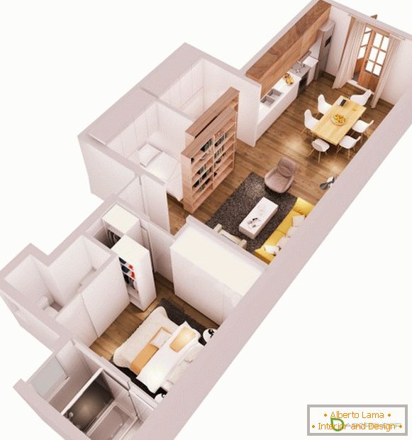 Разпределение на апартамент с една спалня