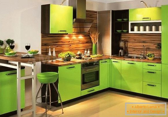 кафяво-зелена кухня-dizayn